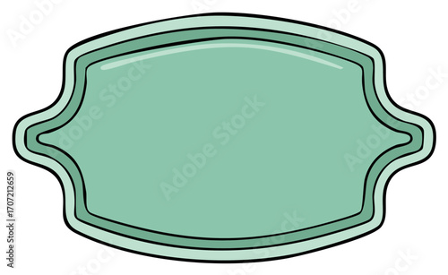 Decorative Aqua Green Blank Label Frame Illustration with Layered Border
