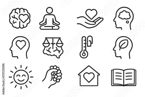 Hand smiling icon mental head pose health ball vector inside icons balanced