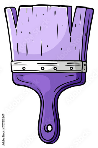 Purple Wooden Paint Brush Illustration Tool for Artists