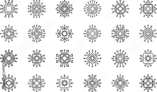 Neural Network Brain, Robotics Arm, Cloud Computing, Data Analytics, AI Chip, Chatbot Assistant, Blockchain, IoT, Automation, and Future Technology Vector Illustration Pack