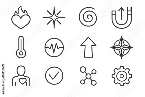 Icons vector drive passion pulse value belief thermometer purpose internal self icon