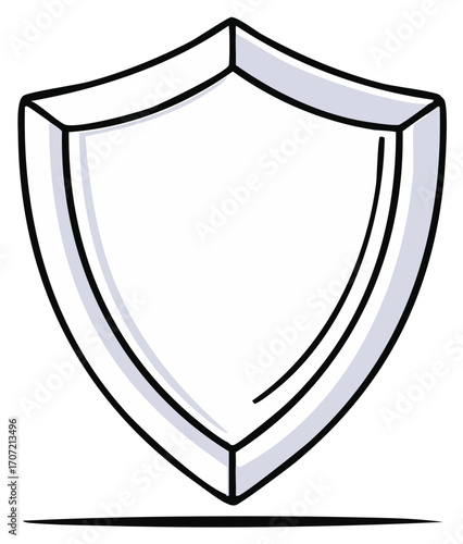 Cartoon Shield Illustration with Outline and Shadow Effect