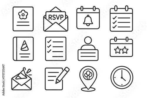 Card paper envelope countdown planner vector rsvp icons planning icon reminder party