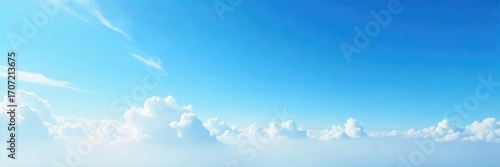 Vast expanse of a clear blue sky subtly veiled by wispy, high-altitude cirrus clouds, creating a serene and ethereal atmosphere  Perfect for travel, weather, or nature-themed projects , sky,  outdoor