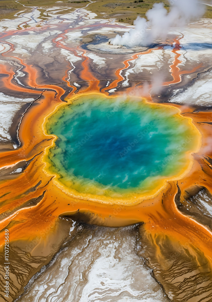 Fototapeta premium Vibrant grand prismatic spring in yellowstone national park