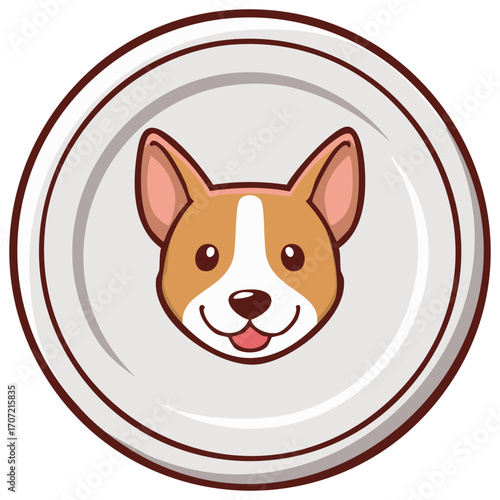 Happy Corgi dog face cartoon illustration in a circular frame logo icon