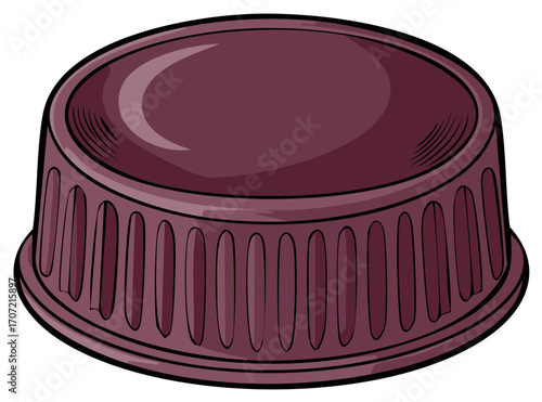 Dark Purple Fluted Plastic Bottle Cap Isolated Vector Graphic Illustration