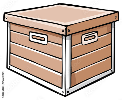 Cartoon Wooden Storage Box with Handles and Lid
