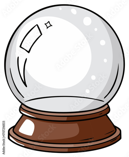 Clear Crystal Ball on a Wooden Stand Illustration