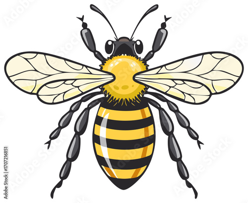 Yellow and black honeybee illustration cartoon flying insect graphic design element