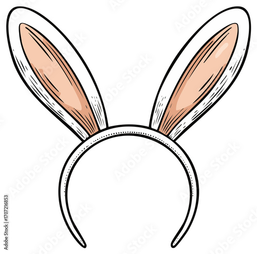 Hand-drawn bunny ears headband: Costume, Easter celebration, graphic artwork, rabbit ears