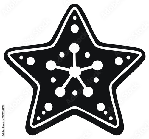 Abstract Starfish Icon Black and White Illustration
