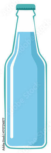Cartoon illustration of a vintage water bottle filled with refreshing blue liquid, isolated.