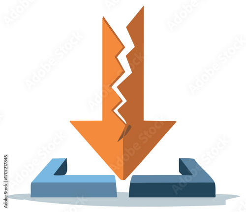 Breaking Down Arrow Icon Represents Failure Or Negative Impact