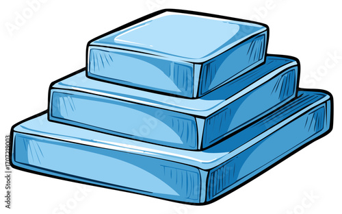 Blue layered steps or platforms illustration