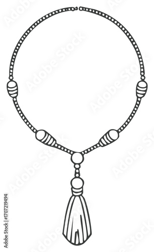 Hand-drawn illustration of a decorative necklace