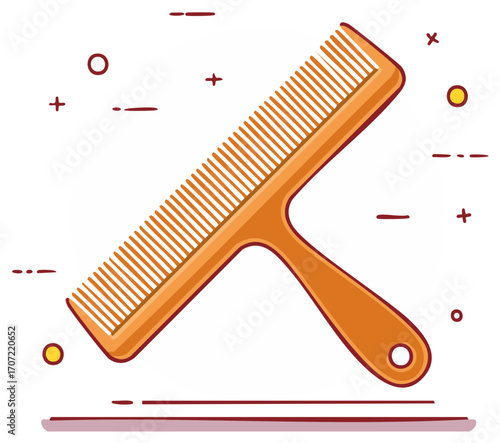 Vibrant orange hair comb illustration with a handle a classic grooming beauty tool for everyday use