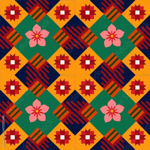 seamless pattern in the traditional style of the hungarian embroidery.