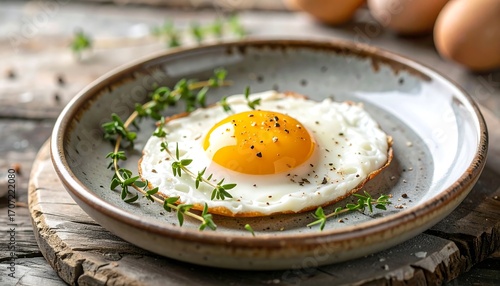 Wallpaper Mural Fried egg with thyme on a plate Torontodigital.ca