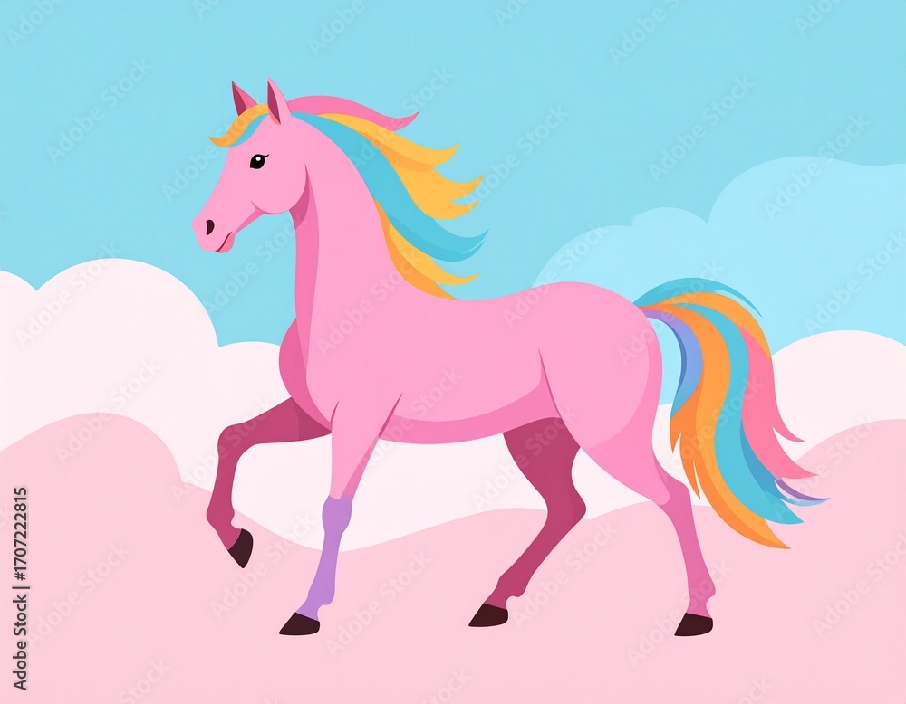 Fototapeta premium 手描き風カラフル馬シルエット