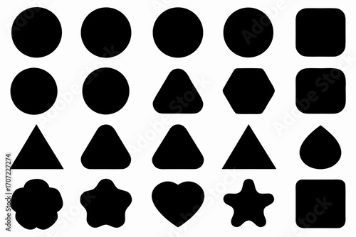 Geometric Abstract Line Icons Set Minimalist Black Outline Vector Collection