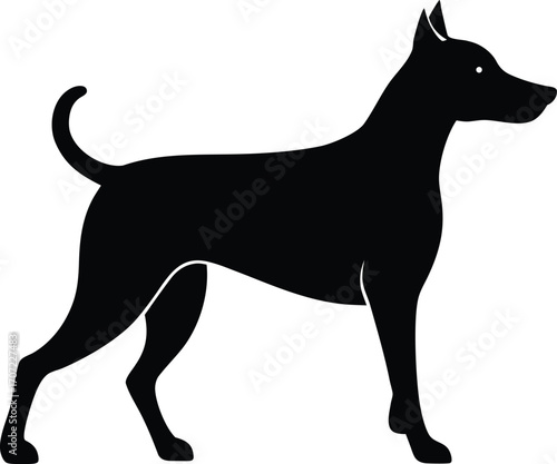 Vector art of black silhouette of a standing dog