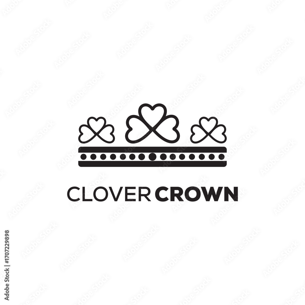 Fototapeta premium clover crown line art modern icon symbol