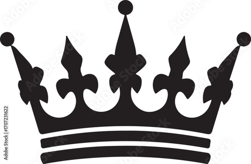 Elegant Crown Silhouette For Queen Or King, Minimalist Black On White Background