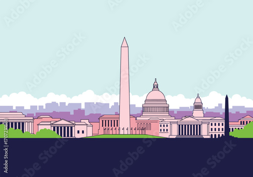 Famous monuments and buildings of the capital city skyline.