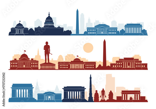 Iconic architectural skylines of washington dc landmarks.