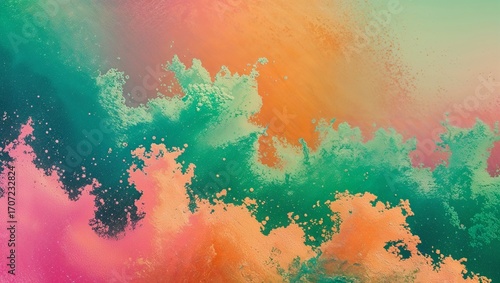 Abstract colorful watercolor design with paint splashes and grunge texture on paper for an artistic illustration