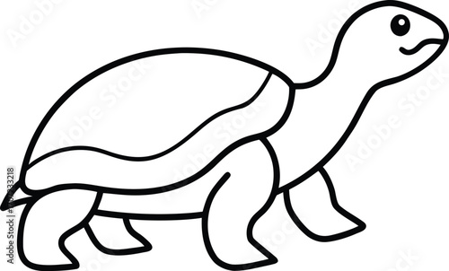 Vector art of a simple cartoon illustration of a turtle walking, isolated on a