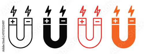 Magnet icon vector. Magnetic attraction concept illustrated with positive and negative symbol. vector illustration.