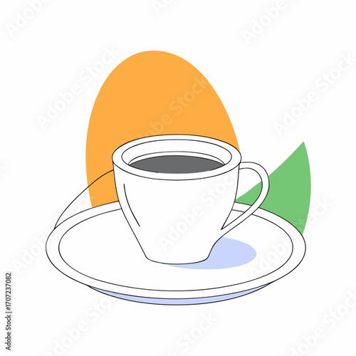 Minimal flat illustration of a small espresso cup with steam