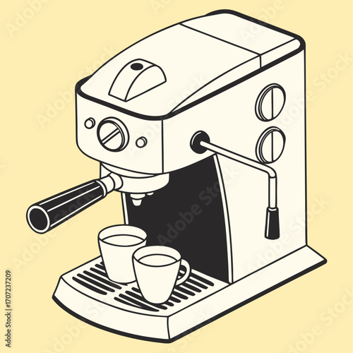 Minimal flat illustration of a coffee espresso machine