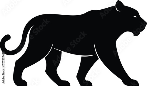 Vector art of silhouette of a black panther walking