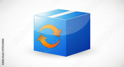 Streamline your workflow with this modern blue box graphic featuring dynamic looping arrows, perfect for illustrating process improvement and circular economies, enhance your designs!