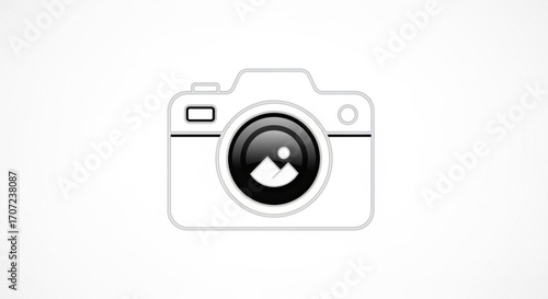 Sleek photography camera icon with stylish lens design, perfect for photography blogs, portfolios, or creative projects, originally a scalable vector graphic