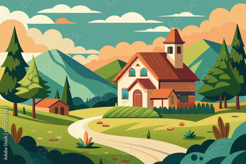 landscape with village