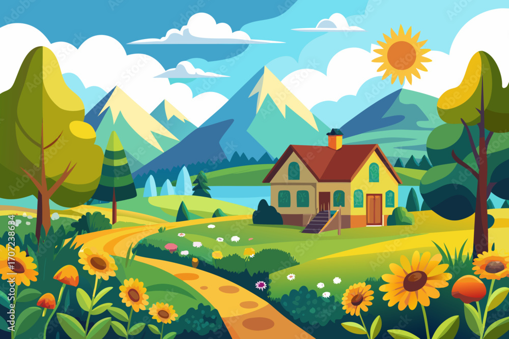 Fototapeta premium landscape with a house