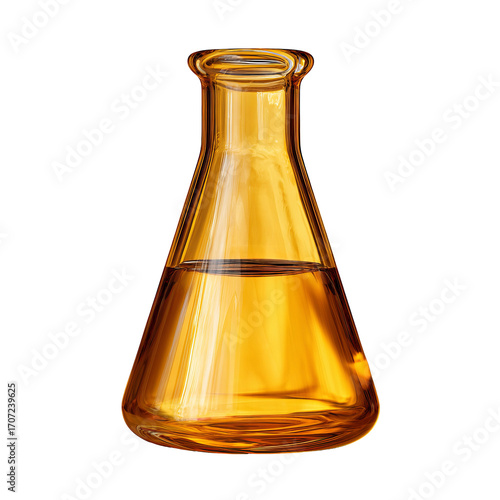 Amber liquid in a glass flask