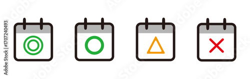 Schedule Availability Icons Set, Calendar Marks for Free Busy Tentative and Unavailable Days Illustration