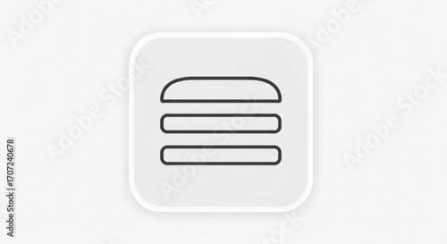 Modern minimalist burger icon representing food options and digital menus, perfect for app design and online ordering platforms seeking a clean, sleek aesthetic