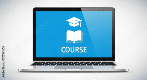 Unlock your potential with accessible online courses featuring a graduation cap and open book symbol on a sleek laptop screen, perfect for education and learning platforms