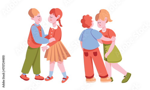 Endearing and Cute Kids Joyfully Sharing Affection During Their Playful Moments Together