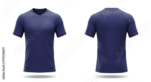 Soccer jersey template, realistic fabric texture, short sleeve, isolated on transparent background