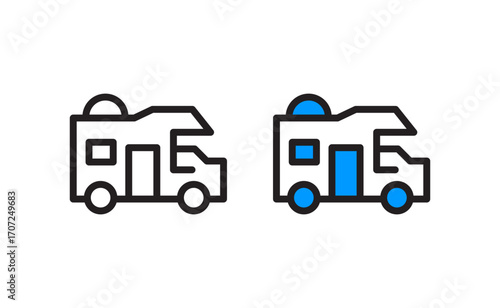 Camper Van Icon RV and Travel Vehicle Symbol,Camping Car Icon