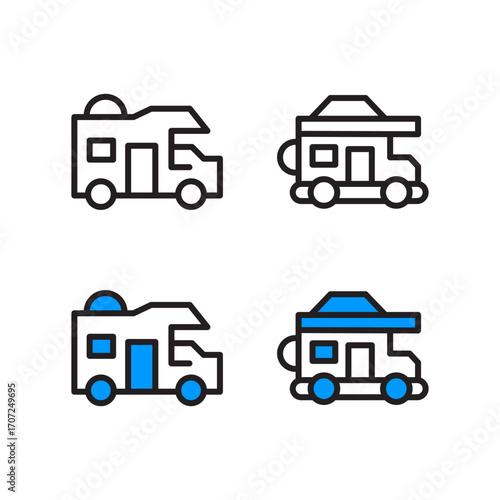 Camper Van Icon RV and Travel Vehicle Symbol,Camping Car Icon
