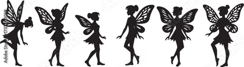 Elegant Fairy Silhouettes Dancing Gracefully in Mystical Shadow Realm