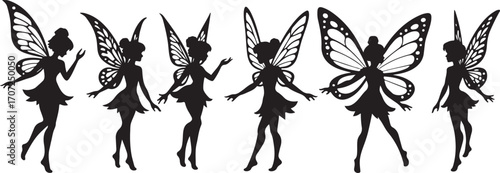 Elegant Fairy Silhouettes Dancing Gracefully in Mystical Shadow Realm